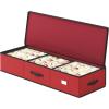 imageSONGMICS Christmas Ornament Storage Box 96 Slots of 3 Inches 38quot L x 132quot W x 69quot H Bauble Storage Box with Dividers Zippers Side Handles Under the Bed Sandy Gold URFB031A01Cherry Red