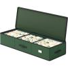 imageSONGMICS Christmas Ornament Storage Box 96 Slots of 3 Inches 38quot L x 132quot W x 69quot H Bauble Storage Box with Dividers Zippers Side Handles Under the Bed Sandy Gold URFB031A01Forest Green