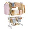 imageSONGMICS Clothes Drying Rack Stand 4Tier Foldable Laundry Drying Rack 681Inch Tall Steel Rolling Clothes Horses Dryer Rack Easy to Assemble Indoor Outdoor Use Dove Gray ULLR701G01White  White