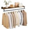 imageSONGMICS Clothes Rack with Top Shelf Wall Mounted Clothing Rack with Hanging Rod Loads up to 77 lb 11 x 429 x 52 Inches Entryway Bedroom Closet Rustic Brown and Ink Black UHSR135B01Rustic Brown  Ink Black