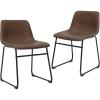 imageSONGMICS Dining Chairs Set of 2 MidCentury Modern Kitchen Chairs with Backrest Metal Legs Comfortable Wide Seat Synthetic Leather Cover Load Capacity 264 lb Retro Brown and Black ULDC091K01