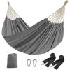 imageSONGMICS Double Hammock 984 x 591 Inches 660 lb Load Capacity with Compression Bag Mounting Straps Carabiners for Terrace Balcony Garden Outdoor Camping Gray UGDC15GYGrey