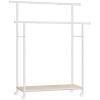 imageSONGMICS DoubleRod Clothes Rack with Wheels 388 Inches Garment Rack with Shelf for Hanging Clothes Loads up to 220 lb for Bedroom Closet Rustic Brown and Ink Black UHSR152B01White
