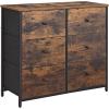 imageSONGMICS Dresser Storage Unit with 6 Easy Pull Fabric Drawers Dresser Drawer Organizer Unit with Metal Frame Wooden Tabletop for Closet Black ULTS23HBrown  Black