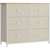 imageSONGMICS Dresser Storage Unit with 6 Easy Pull Fabric Drawers Dresser Drawer Organizer Unit with Metal Frame Wooden Tabletop for Closet Black ULTS23HCamel Yellow  Cream White