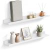 imageSONGMICS Floating Shelves Set of 2 Wall Shelves Ledge 236 x 39 Inches with Front Edge for Picture Frames Books Spice Jars Living Room Bathroom Kitchen Easy Assembly White ULWS60WT315W