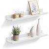 imageSONGMICS Floating Shelves Set of 2 Wall Shelves Ledge 236 x 39 Inches with Front Edge for Picture Frames Books Spice Jars Living Room Bathroom Kitchen Easy Assembly White ULWS60WT236W