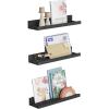 imageSONGMICS Floating Shelves Set of 3 Wall Shelves 236Inch Wide for Photo Frames and Trinkets for Living Room Home Office Kitchen Bathroom White ULWS061W01Black