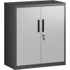 imageSONGMICS Garage Cabinet Metal Storage Cabinet with Doors and Shelves for Home Office Garage and Utility Room Black UOMC013B01Silver  Black