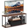 imageSONGMICS HOME Superfast Toolless Assembly TV Stand for TVs up to 50 Inches TV Cabinet Unit Media Center Table Living Room 43 x 14 x 18 Inches Shelves Snow White and Matte White ULTV500W01Natural Walnut  Ink Black