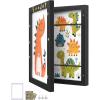 imageSONGMICS Kids Artwork Frame Changeable A4 85x11 Art Picture Frame Display for Room Decor Each Storage up to 150 Drawings with Mat Stickers NonTrace Nails MDF Glass Matte White URPF052W01Ash Black