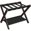 imageSONGMICS Luggage Rack Folding Suitcase Stand with Storage Shelf for Guest Room Hotel Bedroom HeavyDuty Holds up to 131 lb Classic White URLR007W01Expresso