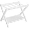 imageSONGMICS Luggage Rack Folding Suitcase Stand with Storage Shelf for Guest Room Hotel Bedroom HeavyDuty Holds up to 131 lb Classic White URLR007W01White