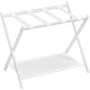 imageSONGMICS Luggage Racks for Guest Room Set of 2 Suitcase Stand with Storage Shelf Steel Frame Foldable for Easy Storage Hotel Bedroom Black URLR003B02Cloud White