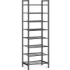 imageSONGMICS Narrow Shoe Rack  Sturdy 8 Tier Metal Tall Shoe Rack Shelf Slim Shoe Storage Organizer for Closet Entryway Small Spaces BronzeBlack