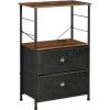 imageSONGMICS Nightstand Industrial Bedside Table with 2 Fabric Drawers Storage Shelves Vertical Dresser Storage Tower with Wooden Top Metal Frame Labels Rustic Brown and Black ULVT03H2 Drawers