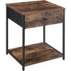 imageSONGMICS Nightstand Industrial Bedside Table with 2 Fabric Drawers Storage Shelves Vertical Dresser Storage Tower with Wooden Top Metal Frame Labels Rustic Brown and Black ULVT03H1 Drawer