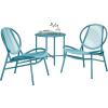 imageSONGMICS Patio Furniture Set 3 Pieces Garden Bistro Set Acapulco Chairs Outdoor Seating Side Table and 2 Chairs Indoor and Outdoor Conversation Set Balcony Porch Lake Blue UGGF021L01Lake Blue