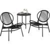 imageSONGMICS Patio Furniture Set 3 Pieces Garden Bistro Set Acapulco Chairs Outdoor Seating Side Table and 2 Chairs Indoor and Outdoor Conversation Set Balcony Porch Lake Blue UGGF021L01Ink Black