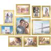 imageSONGMICS Picture Frames Collage Picture Frames Set of 10 Two 8x10 Four 5x7 Four 4x6 Photo Frame for Wall Gallery Decor Table Display Glass Rustic Brown URPF010X01Pale Gold