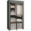 imageSONGMICS Portable Closet Clothes Storage Organizer with 10 Shelves 1 Clothes Hanging Rail NonWoven Fabric Closet Metal Frame 51 x 177 x 661 Inches Grey URYG93GSage Green