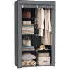 imageSONGMICS Portable Closet Clothes Storage Organizer with 10 Shelves 1 Clothes Hanging Rail NonWoven Fabric Closet Metal Frame 51 x 177 x 661 Inches Grey URYG93GGrey