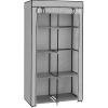 imageSONGMICS Portable Closet Clothes Storage Organizer with 6 Shelves 1 Clothes Hanging Rail NonWoven Fabric Closet Metal Frame Herringbone Pattern 346 x 177 x 661 Inches Black URYG084B22Grey