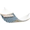 imageSONGMICS Quilted Hammock with Curved Bamboo Spreaders Pillow 787 x 551 Inches Holds up to 495 lb Blue and Beige Rhombus UGDC034I02Blue  Beige Rhombus