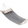 imageSONGMICS Quilted Hammock with Curved Bamboo Spreaders Pillow 787 x 551 Inches Holds up to 495 lb Blue and Beige Rhombus UGDC034I02Gray  Beige