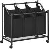 imageSONGMICS Rolling Laundry Sorter Basket with 4 Removable Bags Laundry Hamper Cart for Bedroom Bathroom 4 x 119 Gallons Slate Gray URLS103G01Ink Black