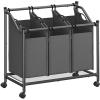 imageSONGMICS Rolling Laundry Sorter Basket with 4 Removable Bags Laundry Hamper Cart for Bedroom Bathroom 4 x 119 Gallons Slate Gray URLS103G01Slate Gray
