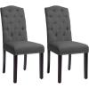 imageSONGMICS Set of 2 Dining Chairs with High Back Tufted Design Solid Wood Legs Upholstered Stools CottonLinen Blend Fabric Dark Gray ULDC028G02Dark Gray