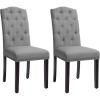 imageSONGMICS Set of 2 Dining Chairs with High Back Tufted Design Solid Wood Legs Upholstered Stools CottonLinen Blend Fabric Dark Gray ULDC028G02Light Gray