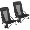imageSONGMICS Set of 2 Portable Beach Chairs for Adults Max Load 330 lb Each High Backrest Cup Holder Lightweight HeavyDuty Black UGCB067B01V1Black