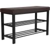 imageSONGMICS Shoe Bench 3Tier Shoe Rack for Entryway Storage Organizer with Foam Padded Seat Faux Leather Metal Frame for Living Room Hallway 122 x 319 x 193 Inches Black ULBS58HBrown