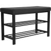 imageSONGMICS Shoe Bench 3Tier Shoe Rack for Entryway Storage Organizer with Foam Padded Seat Faux Leather Metal Frame for Living Room Hallway 122 x 319 x 193 Inches Black ULBS58HBlack