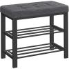 imageSONGMICS Shoe Bench Storage Bench Entryway Bench with Cushion Shoe Shelf with Seat SpaceSaving Modern Style for Living Room Bedroom Hallway Dark Gray and Ink Black ULBS57GYZDark Gray  Ink Black