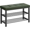 imageSONGMICS Shoe Bench Storage Bench Entryway Bench with Cushion Shoe Shelf with Seat SpaceSaving Modern Style for Living Room Bedroom Hallway Dark Gray and Ink Black ULBS57GYZForest Green  Ink Black