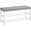 imageSONGMICS Shoe Bench Storage Bench Entryway Bench with Cushion Shoe Shelf with Seat SpaceSaving Modern Style for Living Room Bedroom Hallway Dark Gray and Ink Black ULBS57GYZDove Gray  Cloud White