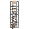 imageSONGMICS Shoe Rack 10Tier Shoe Shelf Shoe Storage Organizer 11 x 177 x 68 Inches Metal Frame NonWoven Fabric Shelves for Entryway Bedroom Black ULSH010B02Grey