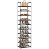 imageSONGMICS Shoe Rack 10Tier Shoe Shelf Shoe Storage Organizer 11 x 177 x 68 Inches Metal Frame NonWoven Fabric Shelves for Entryway Bedroom Black ULSH010B02Black