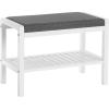 imageSONGMICS Shoe Rack Bench with Cushion Upholstered Padded Seat Storage Shelf Shoe Organizer Holds Up to 350 lb Ideal for Entryway Bedroom Living Room Hallway Garage Mud Room Gray and White ULBS65WNGray  White