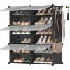 imageSONGMICS Shoe Rack Organizer 8Tier Shoe Storage Cabinet for Closet and Entryway Holds 32 Pairs of Shoes Adjustable Cloud White and Trasparent ULPC034W01Ink Black  Trasparent