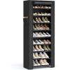 imageSONGMICS Shoe Rack with NonWoven Fabric Cover 9 Tier Storage Shelf for 4050 Pairs of Shoes Entryway Suitable for Sneakers High Heels Flats and Boots Grey RXJ36G01Black
