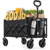 imageSONGMICS Small Collapsible Wagon with 400 lb Dynamic Weight Capacity Foldable Wagon Cart Folding Camp Cart with Wheels for Outdoor Yard 90 L Ink Black UGFW909B01Ink Black