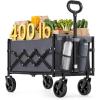 imageSONGMICS Small Collapsible Wagon with 400 lb Dynamic Weight Capacity Foldable Wagon Cart Folding Camp Cart with Wheels for Outdoor Yard 90 L Ink Black UGFW909B01Slate Gray