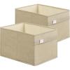 imageSONGMICS Storage Baskets Set of 2 Extra Large Storage Bins for Organizing 30L 157 x 118 x 98 Inches Fabric Storage Cubes for Shelves Easy to Clean Foldable 2 Handles Cloud White UROB240W02Summer Sand
