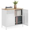 imageSONGMICS Storage Cabinet Metal Cabinet Sideboard with 2 Doors 157 x 315 x 299 Inches Magnetic Closure Adjustable Shelf Steel Frame Rustic Brown and Black ULSC102B01Natural Beige  White