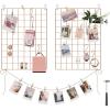 imageSONGMICS Wall Grid for Photo Metal Wall Grid Panel DIY Wire Photo Hanging Display Set of 2 with S Hook Clip Hemp Cord 165 x 122 Inches Rose Gold ULPP01DRRose Gold
