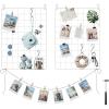 imageSONGMICS Wall Grid for Photo Metal Wall Grid Panel DIY Wire Photo Hanging Display Set of 2 with S Hook Clip Hemp Cord 165 x 122 Inches Rose Gold ULPP01DRWhite
